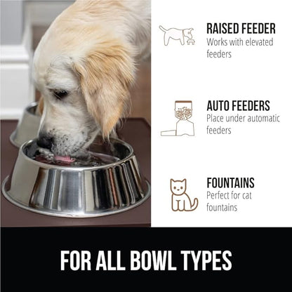 Gorilla Grip 100% Waterproof Raised Edge BPA Free Silicone Pet Feeding Mat, Dog Cat Food Mats Contain Spills Protects Floors, Placemats for Cats and Dogs Water Bowl, Pets Accessories 18.5x11.5 Brown - PAWPICO