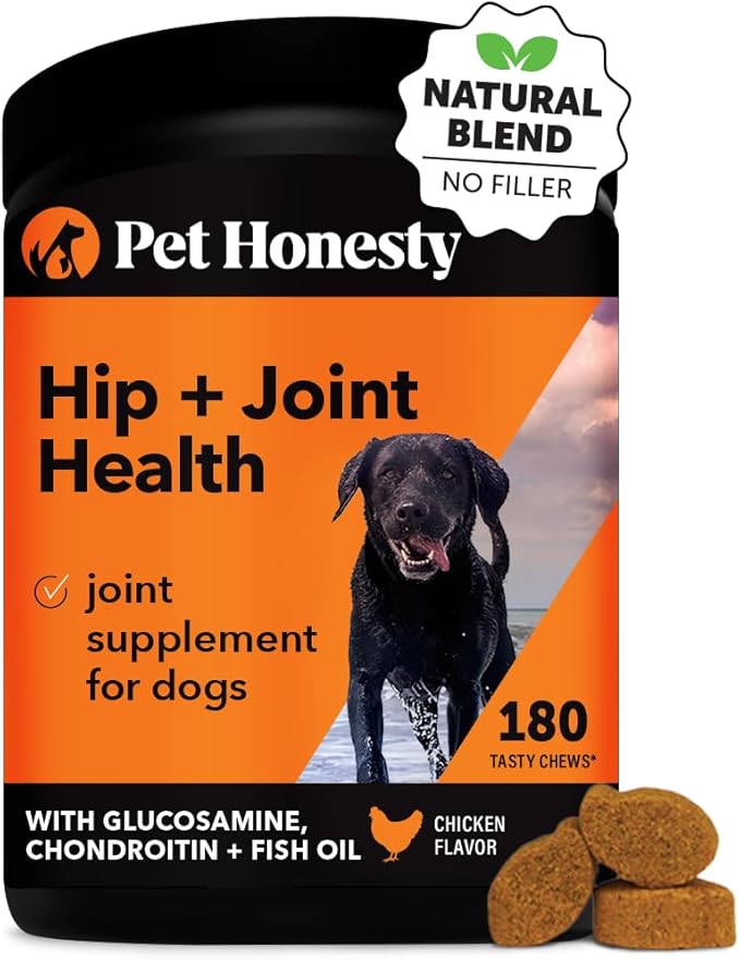 Pet Honesty Hip & Joint Health - Dog Joint Supplement Support for Dogs with Glucosamine Chondroitin, MSM, Turmeric - Glucosamine for Dogs Soft Chews - Advanced Pet Joint Support and Mobility - 180 ct PetHonesty