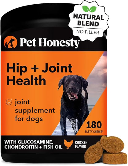 Pet Honesty Hip & Joint Health - Dog Joint Supplement Support for Dogs with Glucosamine Chondroitin, MSM, Turmeric - Glucosamine for Dogs Soft Chews - Advanced Pet Joint Support and Mobility - 180 ct PetHonesty