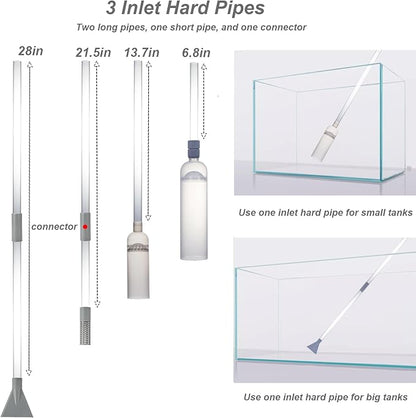 Aquarium Siphon Vacuum Cleaner Kit with Dual Tubes and Fish Net, Ideal for Gravel and Sand Cleaning, Fits All Tank Sizes, Gravel Vacuum for Aquarium Kit aqmglan