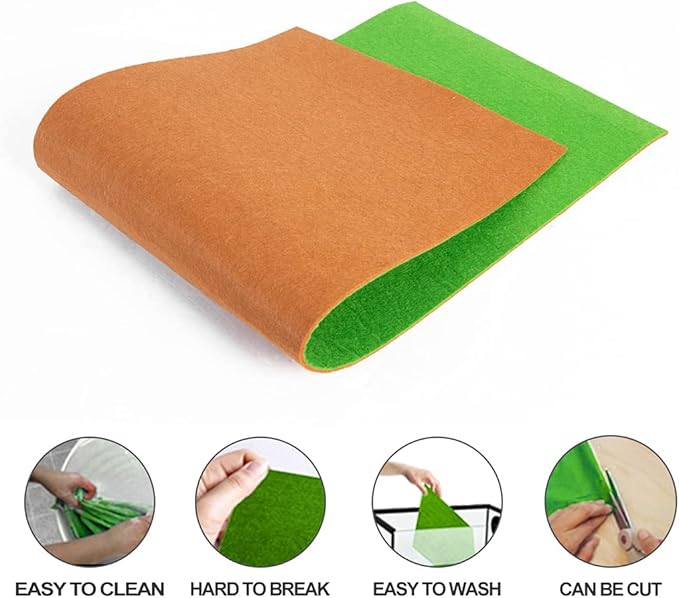 REPTI ZOO Reversible Reptile Carpet Pack of 2PCS, Terrarium Substrate Bedding Liner (17 in X 35 in) for 10/20/30/40 Gallon Tanks, Both Sides Usable Reptile Floor Mat REPTIZOO