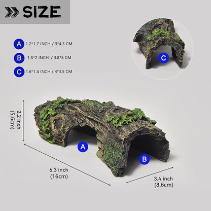 Fish Tank Decorations - Large Aquarium Decorations Air Bubbler Tree Fish House for Betta Hideout Caves Buddha Decor Temple Ruins Arched Betta Fish Accessories Reptile House Shelter Decor (Wood B-S) PTFJZ