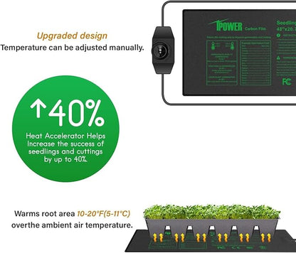 iPower 48"x20.75" Seedling Heat Mat with Temperature Adjustable Knob, Warm Waterproof Plant Heating Pad, for Germination, Breeding, Brewing iPower