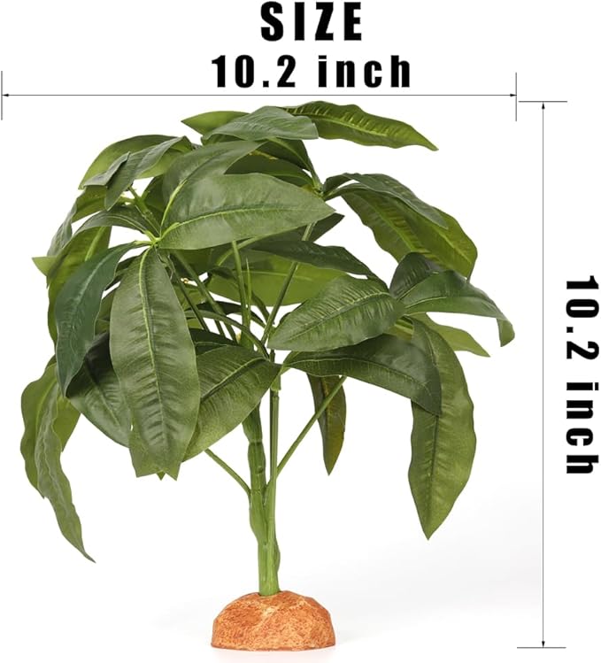 Fake Green Money Tree Plant, Reptile Decor for Terrarium, Crested Gecko Tank Accessories fit Leopard Gecko Bearded Dragon Lizard Chameleon Snake Tortoise WOLEDOE