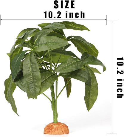Fake Green Money Tree Plant, Reptile Decor for Terrarium, Crested Gecko Tank Accessories fit Leopard Gecko Bearded Dragon Lizard Chameleon Snake Tortoise WOLEDOE