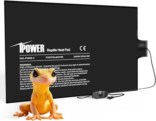 iPower 8 by 12-Inch 16 Watts Reptile Heating Mat with Temperature Controller Under Tank Warmer Terrarium Heat Pad for Reptiles and Amphibians, Black iPower