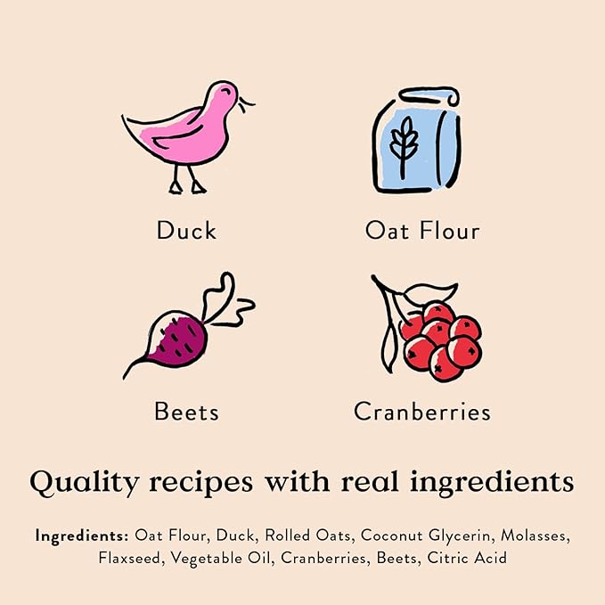 Bocce's Bakery Oven Baked Duck Recipe Treats for Dogs, Wheat-Free Everyday Dog Treats, Made with Real Ingredients, Baked in The USA, All-Natural Soft & Chewy Cookies, Duck, 6 oz - PAWPICO