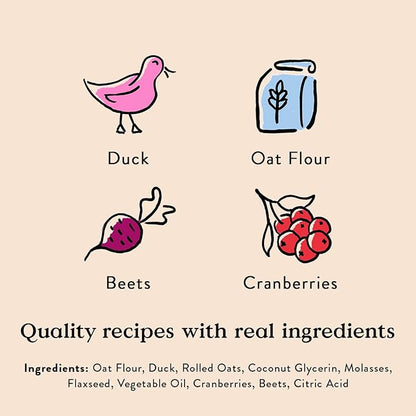 Bocce's Bakery Oven Baked Duck Recipe Treats for Dogs, Wheat-Free Everyday Dog Treats, Made with Real Ingredients, Baked in The USA, All-Natural Soft & Chewy Cookies, Duck, 6 oz - PAWPICO