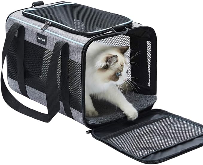Vceoa 19x12x12 Inches Cat, Dog Carrier for Pets Up to 22 Lbs, Soft-Sided Cat Bag Animal Carriers Travel Puppy Carry As a Toy of Fabric Pet Home - PAWPICO