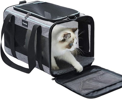 Vceoa 17.5x11x11 Inches Cat, Dog Carrier for Pets Up to 16 Lbs, Soft-Sided Cat Bag Animal Carriers Travel Puppy Carry As a Toy of Fabric Pet Home - PAWPICO