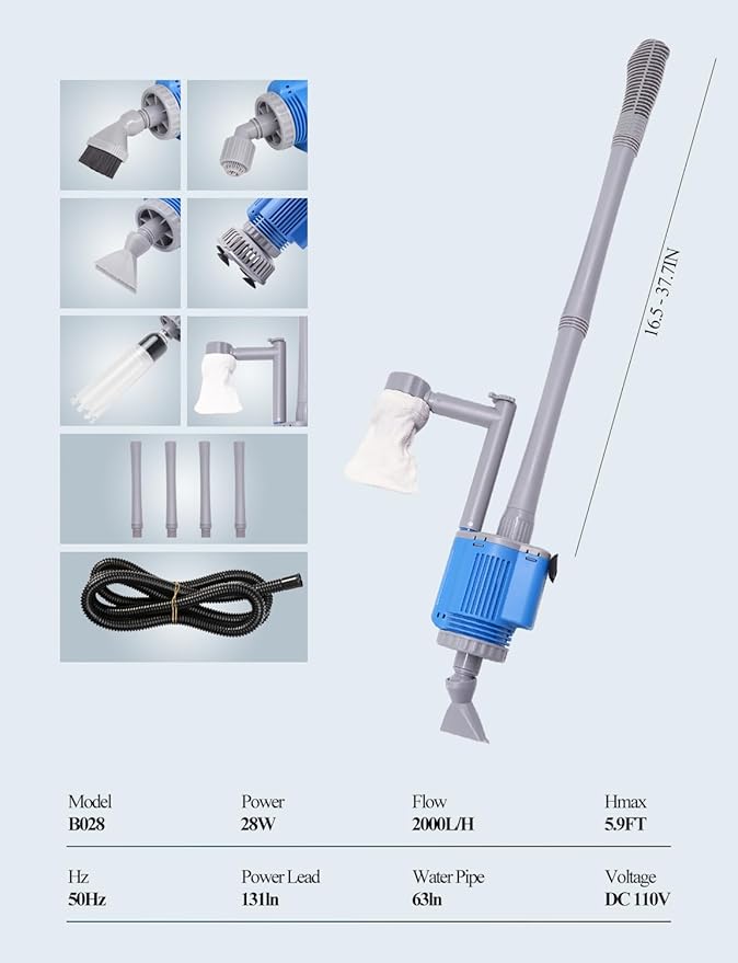 UPETTOOLS Aquarium Gravel Cleaner - Electric Automatic Removable Vacuum Water Changer Sand Algae Cleaner Filter Changer 110V/28W UPETTOOLS