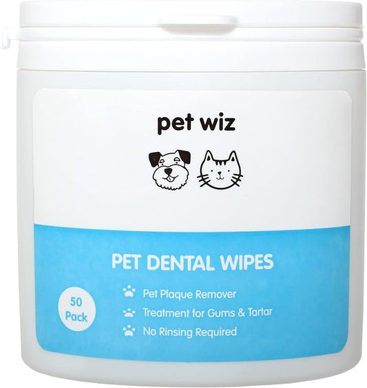Dental Finger Wipes with Spearmint Oil for Dogs & Cats. Removes Plaque & Tartar, Care for Gums & No Rinsing Required. petwiz