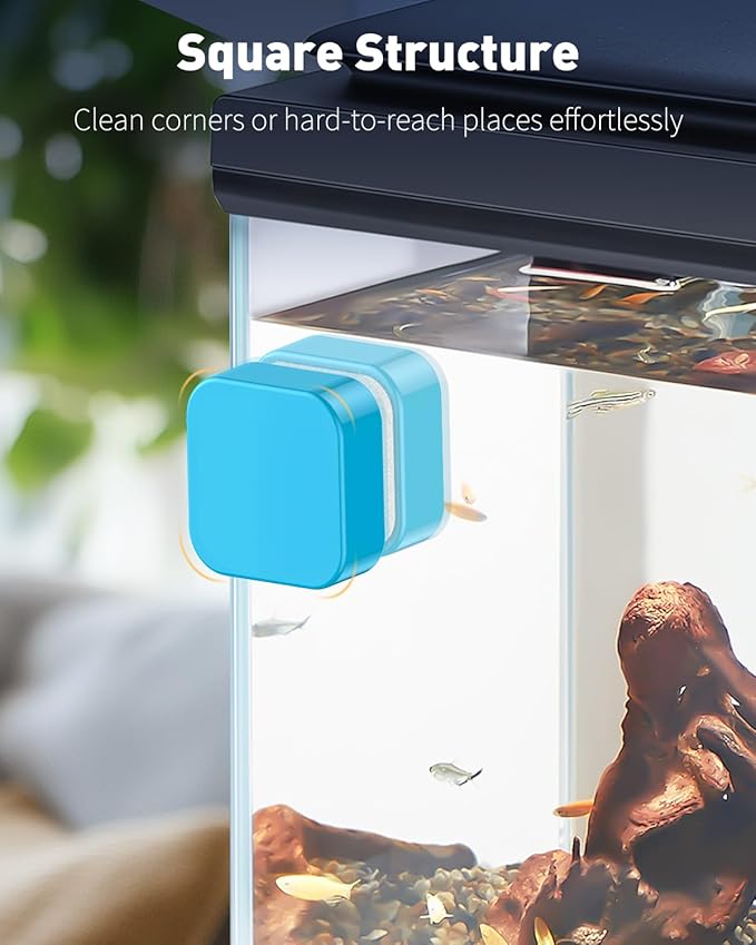 Pawfly Magnetic Aquarium Glass Cleaner Fish Tank Magnetic Brush with Mirror, 1.5 Inch Mini Fish Tank Glass Cleaner Cleaning Tool for 2/5 Inch Thick Aquarium up to 10 Gallons (Non-Floatable) Pawfly