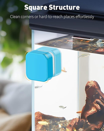 Pawfly Magnetic Aquarium Glass Cleaner Fish Tank Magnetic Brush with Mirror, 1.5 Inch Mini Fish Tank Glass Cleaner Cleaning Tool for 2/5 Inch Thick Aquarium up to 10 Gallons (Non-Floatable) Pawfly