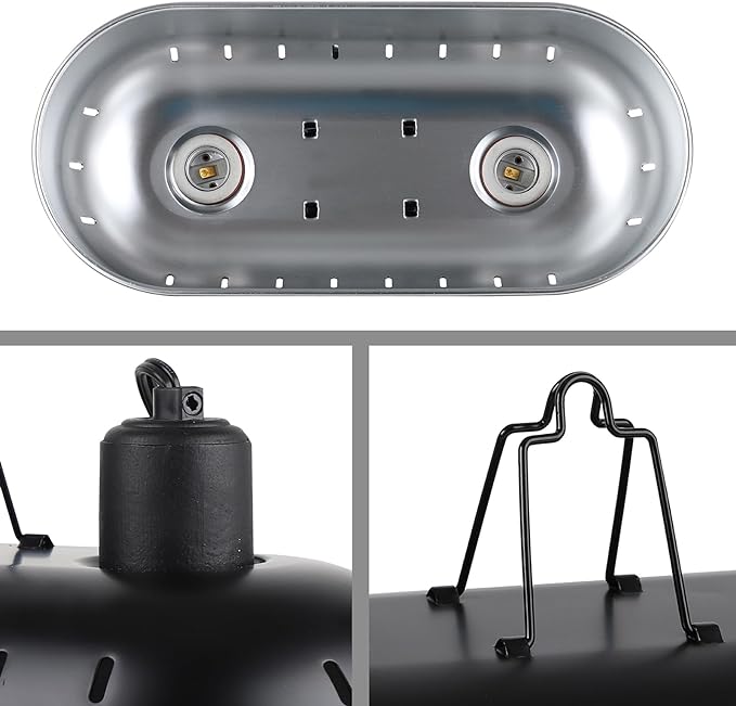 15inch Dual Reptile Light Fixture, Max 150W Reptile Heat Lamp Fixture with 2PCS 150W Ceramic Heat Emitter, Double Dome UVB Reptile Light Fixture for Reptile Terrarium and Tortoise Habitat DXOPHIEX