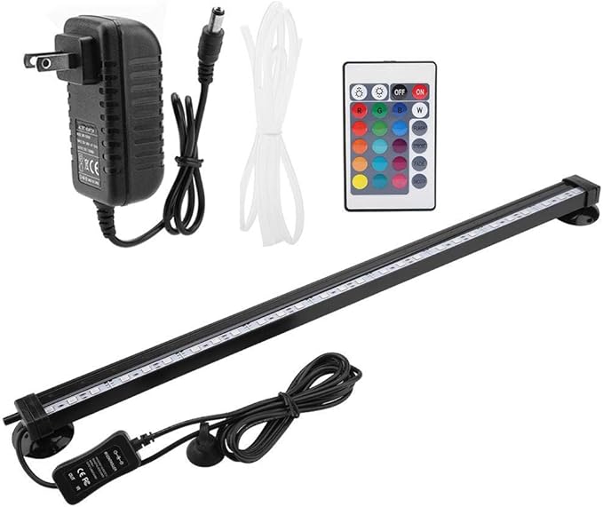 TOPINCN LED Aquarium Light Fish Tank Bubble Light Underwater Led Light with Remote Control + Manual Color Change - Highlight Colorful Aquarium Light Kit(US Plug)(46cm) TOPINCN