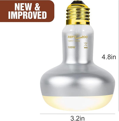 REPTI ZOO 2 Pack Heat Lamp 100W, Intense Basking Spot Simulated Natural Sunlight Heating Lamp Bulb, Heat Emitter UVA Heat Lamp Bulb for Reptile Chickens Pet Brooder REPTIZOO
