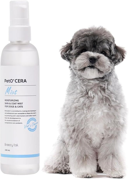 PetO'Cera Mist Spray, Hydrating Mist for Dogs & Cats, Skin & Coat Relief, with Ceramide and PSF (PetO'CERA Skincare Solution), Korean Pet Skincare, 5.07oz (500ml) BREEZYTAIL