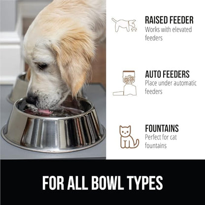 Gorilla Grip 100% Waterproof Raised Edge BPA Free Silicone Pet Feeding Mat, Dog Cat Food Mats Contain Spills Protects Floors, Placemats for Cats and Dogs Water Bowl, Pets Accessories 18.5x11.5 Gray - PAWPICO
