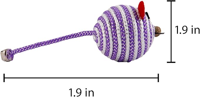 Hartz Cattraction Bell Mouse Cat Toy with Two Silver Vine & Catnip Sisal Mice - 2 Pack, All Breed Sizes - PAWPICO