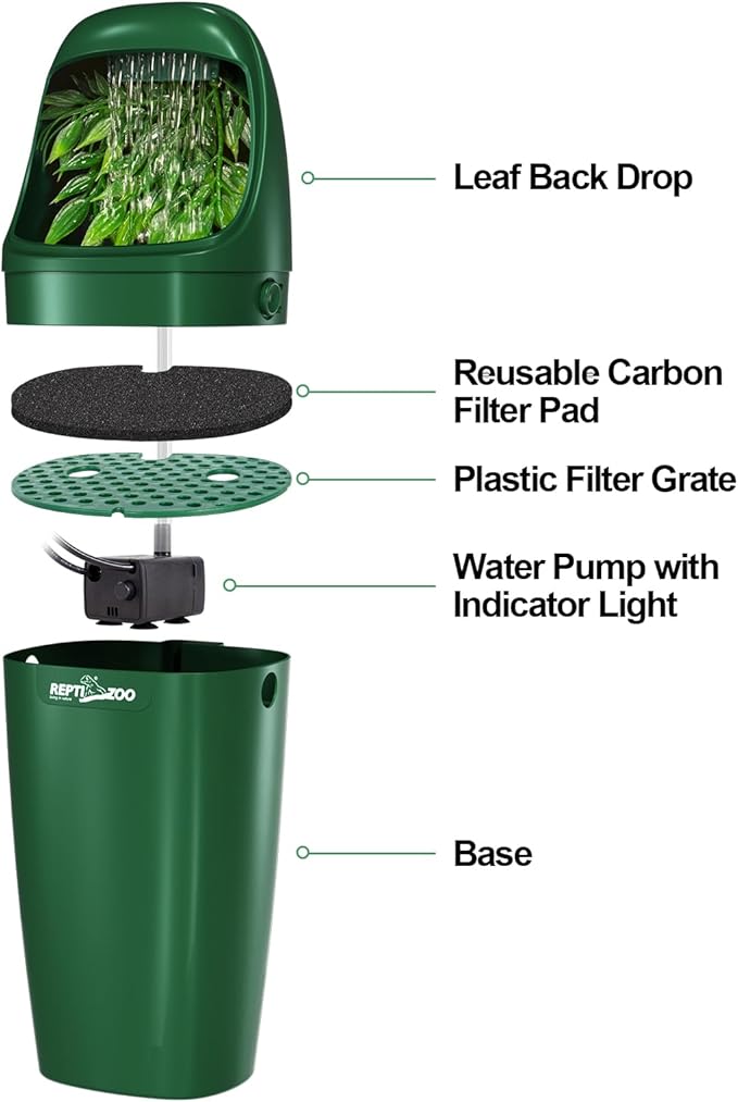 REPTIZOO Reptile Water Dispenser Automatic Chameleon Drinking Fountain with Indicator Light, Reptile Terrarium Decor Water Dripper for Reptiles, Chameleon, Lizard, Gecko Amphibians REPTIZOO