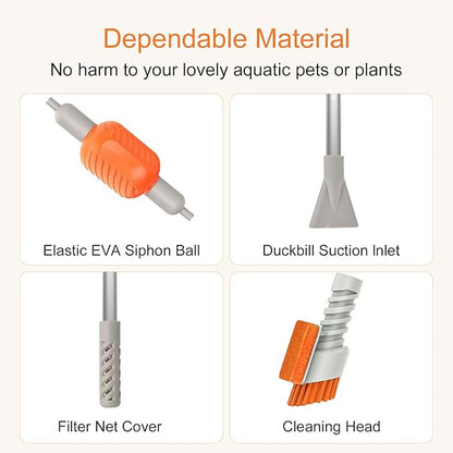 Bubble Magus M-Beans Aquarium Cleaning Kit 10 Gallon Gravel Vacuum & Water Changer Siphon, Long Hose Brush Pad, Ideal for 5-10 Gallon Tanks, Fish Tank Accessories Gravel Vacuum for Aquarium Kit Bubble-magus