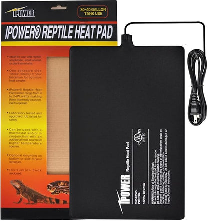 iPower 8 by 12-Inch 16W Reptile Heat Mat, Under Tank Warmer Terrarium Heat Pad for Turtles Lizards Frogs and Other Small Animals, Multi Sizes iPower