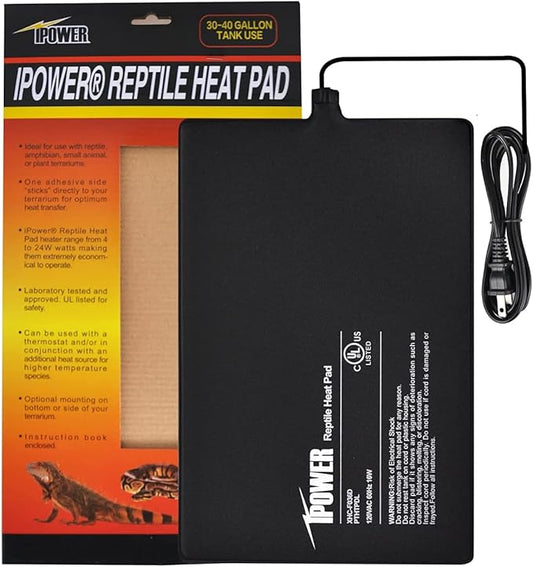 iPower 8 by 12-Inch 16W Reptile Heat Mat, Under Tank Warmer Terrarium Heat Pad for Turtles Lizards Frogs and Other Small Animals, Multi Sizes iPower