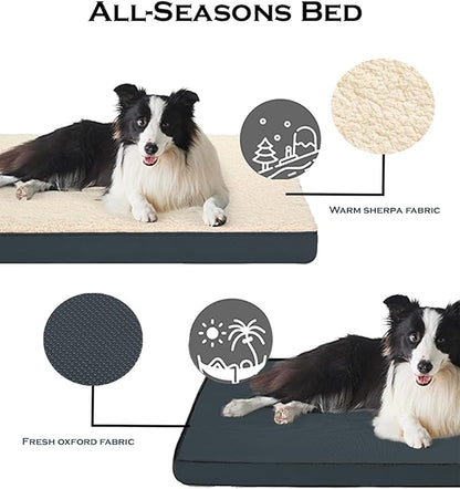 Orthopedic Dog Bed, Memory Foam Revisable Two Side with Washable Removable Cover, Small 20”x15” - PAWPICO