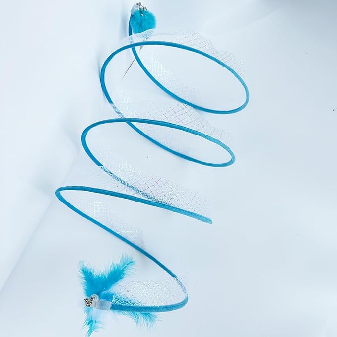 Spiral Tunnel Cat Toy, Self Play Cat Hunting Spiral Tunnel Toy Spiral Cat Toy, Folded Cat Tunnel Spring Toy for Indoor Cats (Blue) - PAWPICO