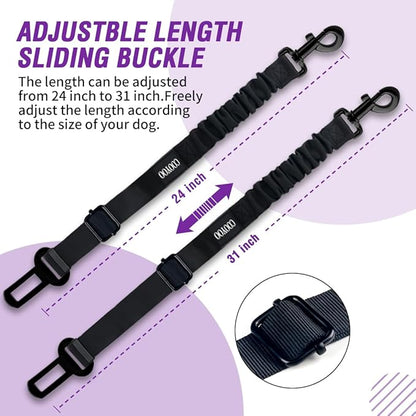 COOYOO Dog Seat Belt,3 Piece Set Retractable Dog Car Harness Adjustable Dog Seat Belt for Vehicle Nylon Pet Safety Seat Belts Heavy Duty & Elastic COOYOO