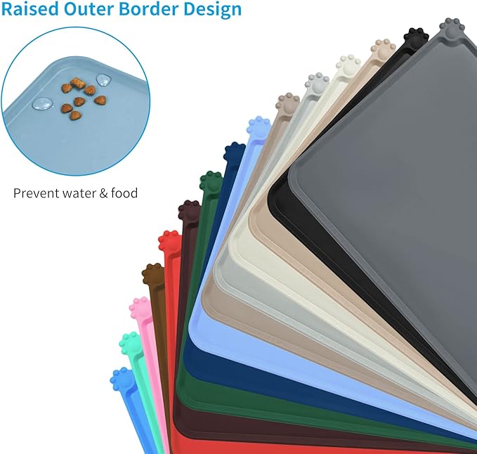 AUDWUD Silicone Waterproof Dog Cat Pet Feeding Mats,Anti Slip Pet Bowl Mats,Pet Feeding Mat - PAWPICO