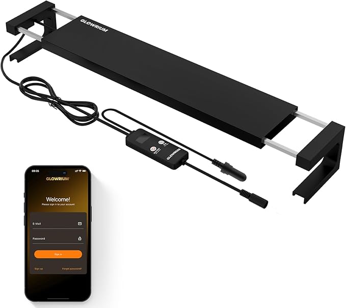 Saltwater Aquarium Light,Smart Reef Coral Light,App with Bluetooth + WiFi Dual Control,DIY Spectrum and Brightness for Saltwater Fish and Reef Tanks,with Real Time Water Temperature Sensor (36-48 IN) GLOWRIUM