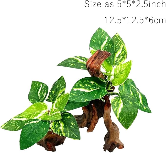 Smoothedo-Pets Fish Tank Decor Aquarium Decorations 5inch Mini Tree Ornaments Betta Silk Leaf pad Hammock Artifical Driftwood Cave Goldfish Bowl Accessories (Type-F) EnvironmentFriendlyArtificialPlasticPlantAquariumDecoration
