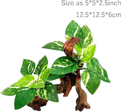 Smoothedo-Pets Fish Tank Decor Aquarium Decorations 5inch Mini Tree Ornaments Betta Silk Leaf pad Hammock Artifical Driftwood Cave Goldfish Bowl Accessories (Type-F) EnvironmentFriendlyArtificialPlasticPlantAquariumDecoration