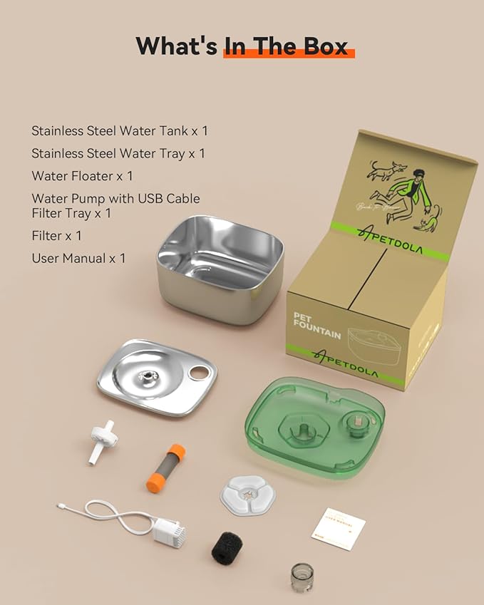 Cat Water Fountain Stainless Steel, 4.5L/158oz Automatic Cat Water Dispenser, Pet Water Fountains for Cats Indoor, Dog Water Bowl with Quiet Pump, Colorful Water Level Float, Green - FS10 - PAWPICO