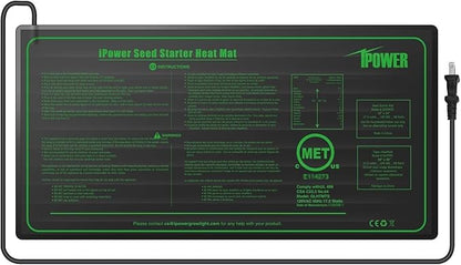 iPower GLHTMTS Durable Waterproof Seedling Heat Mat Warm Hydroponic Plant Germination Starting Pad, 10"x 20", Black iPower