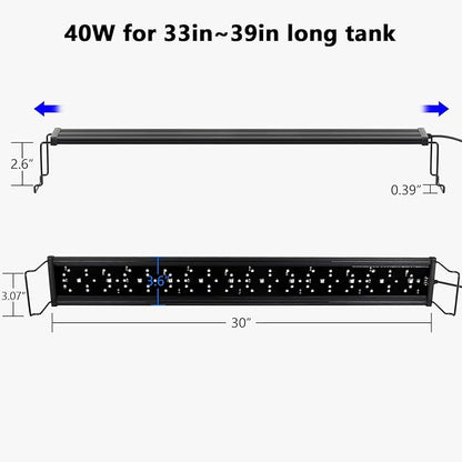 hygger New Mode 24/7 Timer LED Aquarium Light, Auto On Off Full Spectrum Fish Tank Light Fish Colorful/Sun/Nightlight/Wrgb Cycle Mode for Freshwater Plants Tank (for 33in~39in Long Tank) hygger