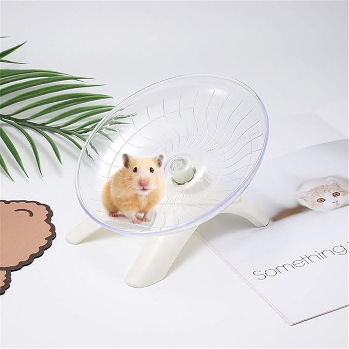 Hamster Flying Saucer Silent Running Exercise Wheel for Hamsters, Gerbils, Mice,Hedgehog and Other Small Pets Silent Running Wheel Hamster Wheel (White) Nawhed
