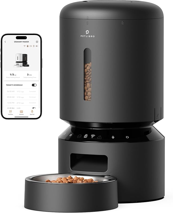 PETLIBRO Automatic Cat Feeder, 5G WiFi Automatic Dog Feeder with Freshness Preservation, 5L Timed Cat Feeder with Low Food Sensor, Up to 10 Meals Per Day, Granary Pet Feeder for Cats, Black - PAWPICO