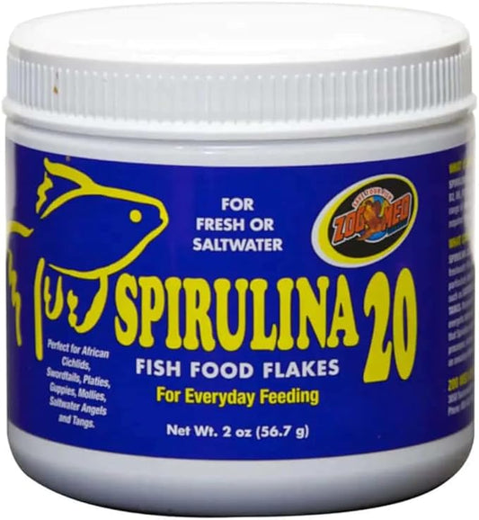 Zoo Med Spirulina 20 Flake Fish Food, 2-Ounce ZooMed