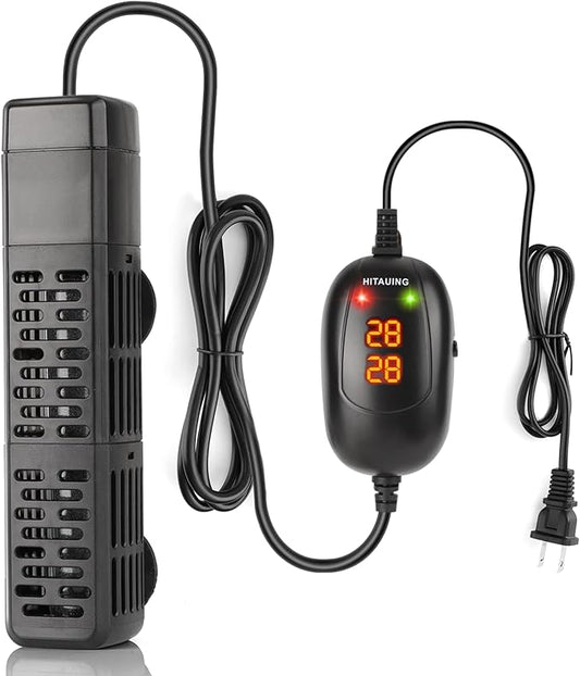 HiTauing Aquarium Heater, 50W/100W/200W/300W/500W Submersible Fish Tank Heater with Over-Temperature Protection and Automatic Power-Off When Leaving Water for Saltwater and Freshwater HiTauing