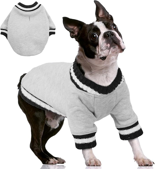 FUAMEY Dog Pullover Sweatshirt，Dog Winter Sweaters Warm Dog Clothes Dog Vest Thick Puppy Pullover Soft Pet Fleece Sweater Cute Doggie Boy Girl Outfit for Small Medium Dogs Grey L - PAWPICO