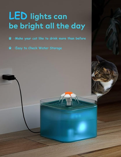 4 Filters + 2 Sponges and Cat Water Fountain(Cyan) - AONBOY - PAWPICO