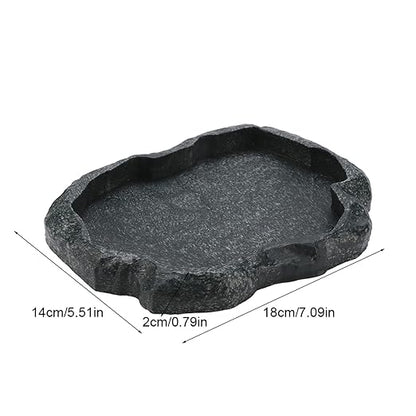 Reptile Feeder,Reptile Rock Food Dish,Terraium Bowl Plastic Shallow Reptile Feeder for Food and Water Feeding Dish for Lizard Gecko Bearded Dragon (M-Moyu Green) ciciglow