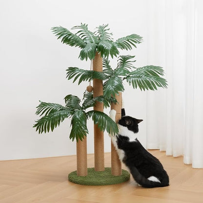 31.5Inch Cat Scratching Post,Cat Scratcher Tree with 3 Scratching Poles & 2 Interactive Dangling Balls,Cats Scratching Posts for Indoor Kitten & Adult Cats - PAWPICO