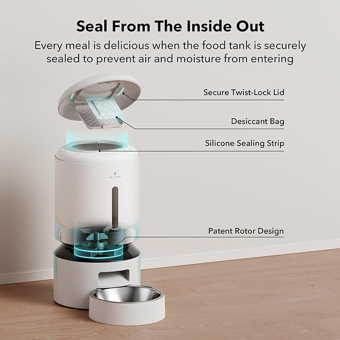 PETLIBRO Automatic Cat Feeder, 5G WiFi Automatic Dog Feeder with Freshness Preservation, 5L Timed Cat Feeder with Low Food Sensor, Up to 10 Meals Per Day, Granary Pet Feeder for Cats, White - PAWPICO
