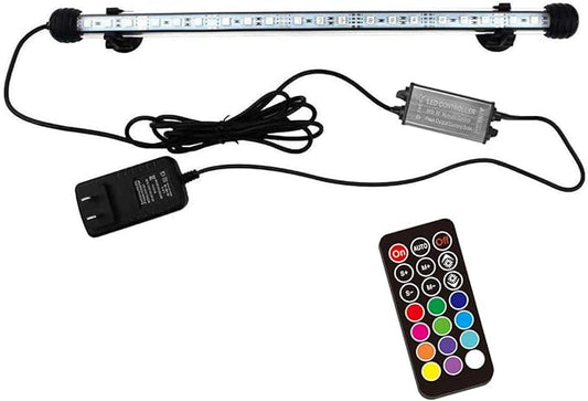 15 inches LED Aquarium Light, 2.5W Fish Tank Light Underwater Light Submersible Crystal Glass Lights, 21 LED Beads 12 Colors 19 Modes Brightness Adjustable Memory Function IP68 Waterproof COVOART