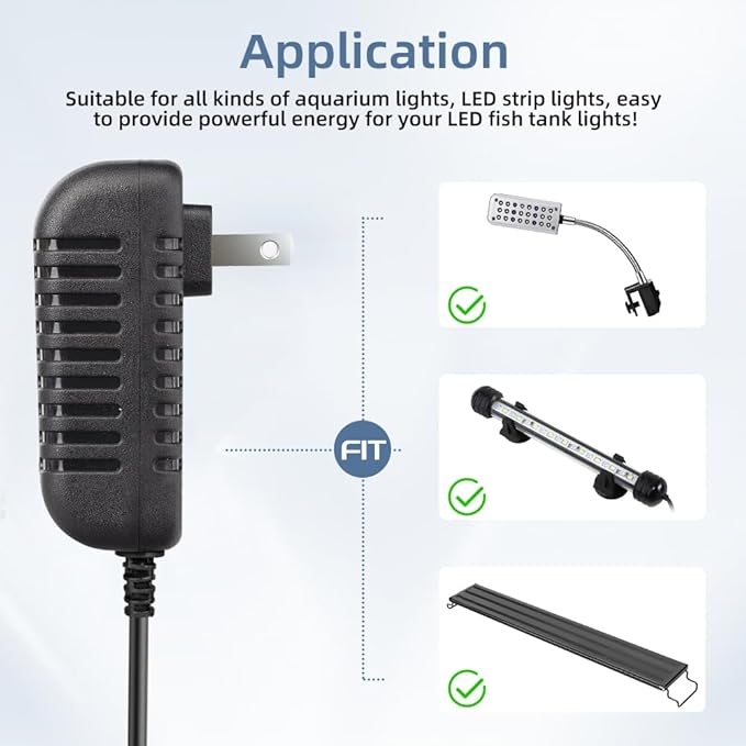 Aquarium Light LED Power Adapter AC 100-240V DC 24V 1A Replacement Power Adapter Fish Tank Light Power Supply Converter with Indicator Light DaToo