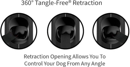 TUG 360° Tangle-Free Retractable Dog Leash with Anti-Slip Handle | 16 ft Strong Nylon Tape | One-Handed Brake, Pause, Lock (Large, Black/Grey) TUG